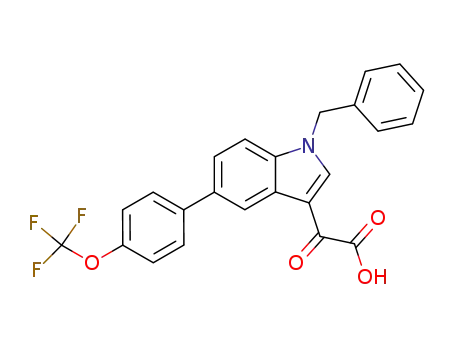 Molecular Structure of 393105-53-8 (2-[1-benzyl-5-[4-(trifluoromethoxy)phenyl]indol-3-yl]-2-oxo-acetic aci d)