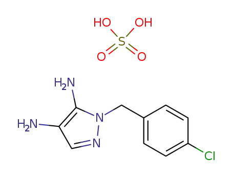 Molecular Structure of 163183-00-4 (4,5-DIAMINO-1-((4-CHLOROPHENYL)METHYL)-1H-PYRAZOLE-SULFATE)