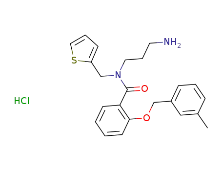 Molecular Structure of 926023-82-7 (N-(3-Aminopropyl)-2-[(3-methylphenyl)methoxy]-N-(2-thienylmethyl)benzamidehydrochloride)