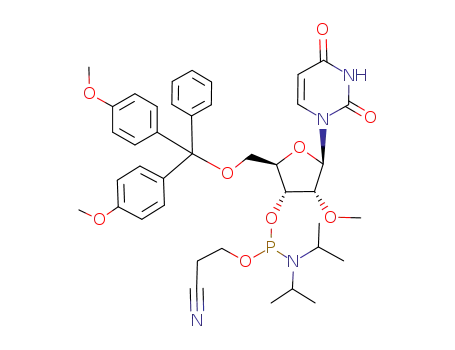 Molecular Structure of 110764-79-9 (5'-O-(4,4-Dimethoxytrityl)-2'-O-methyluridine-3'-(2-cyanoethyl-N,N-diisopropyl)phosphoramidite)