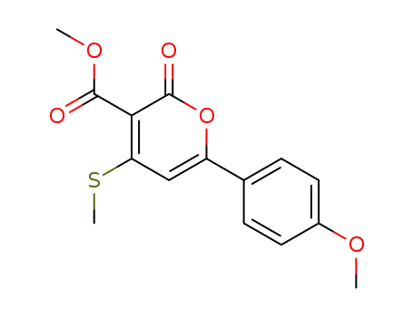 Molecular Structure of 61380-88-9 (2H-Pyran-3-carboxylic acid, 6-(4-methoxyphenyl)-4-(methylthio)-2-oxo-,
methyl ester)