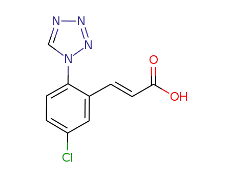 Molecular Structure of 942316-73-6 ((E)-3-(5-chloro-2-tetrazol-1-yl-phenyl)-acrylic acid)