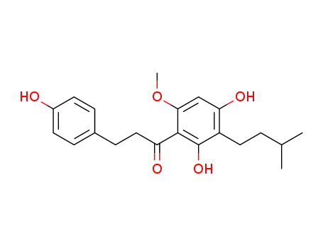 Molecular Structure of 96169-02-7 (1-Propanone,
1-[2,4-dihydroxy-6-methoxy-3-(3-methylbutyl)phenyl]-3-(4-hydroxyphenyl
)-)