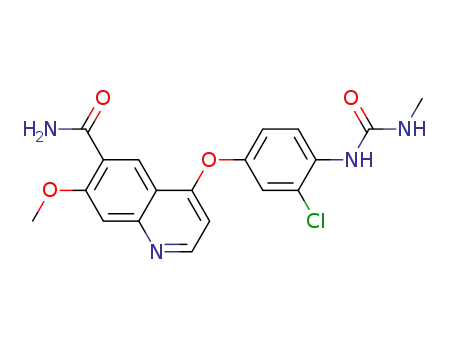 Molecular Structure of 417719-45-0 (6-Quinolinecarboxamide,
4-[3-chloro-4-[[(methylamino)carbonyl]amino]phenoxy]-7-methoxy-)