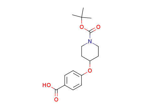 Molecular Structure of 162046-56-2 (4-[[1-(TERT-BUTOXYCARBONYL)-4-PIPERIDINYL]OXY]BENZOIC ACID)