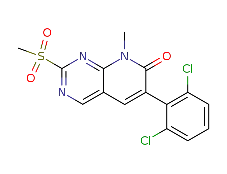 Molecular Structure of 185039-48-9 (6-(2,6-DICHLOROPHENYL)-8-METHYL-2-METHYLSULFONYL-8H-PYRIDO[2,3-D]PYRIMIDIN-7-ONE)
