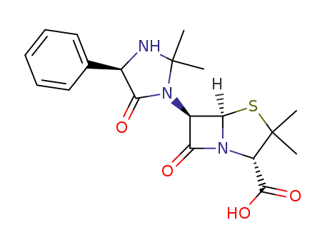 Molecular Structure of 3511-16-8 (7-(2,2-DIMETHYL-5-OXO-4-PHENYL-IMIDAZOLIDIN-1-YL)-3,3-DIMETHYL-6-OXO-2-THIA-5-AZABICYCLO[3.2.0]HEPTANE-4-CARBOXYLIC ACID)