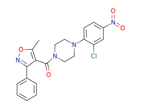 Molecular Structure of 341001-38-5 (Methanone, [4-(2-chloro-4-nitrophenyl)-1-piperazinyl](5-methyl-3-phenyl-4-isoxazolyl)-)