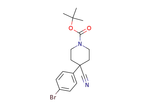 Molecular Structure of 847615-14-9 (TERT-BUTYL 4-(4-BROMOPHENYL)-4-CYANOPIPERIDINE-1-CARBOXYLATE)