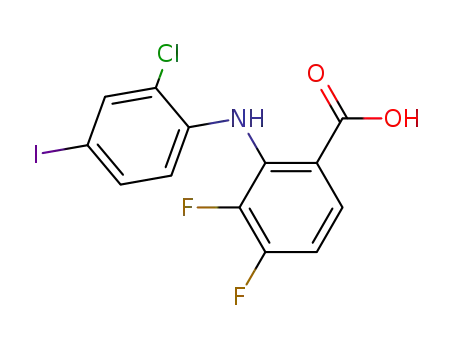 Molecular Structure of 303175-44-2 (2-(2-CHLORO-4-IODOPHENYLAMINO)-3,4-DIFLUOROBENZOIC ACID)