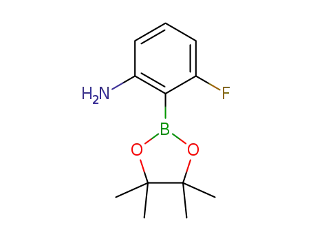 Molecular Structure of 1418130-40-1 (3-fluoro-2-(4,4,5,5-tetramethyl-1,3,2-dioxaborolan-2-yl)aniline)
