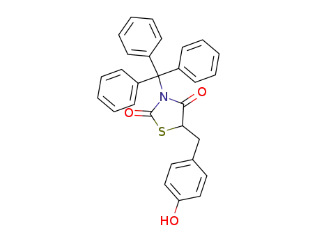 Molecular Structure of 150556-72-2 (2,4-Thiazolidinedione, 5-[(4-hydroxyphenyl)methyl]-3-(triphenylmethyl)-)