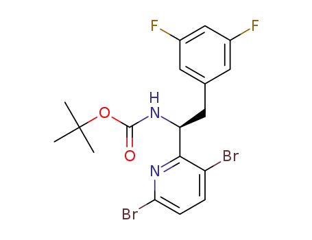Molecular Structure of 1620056-47-4 (tert-butyl (S)-( 1 -(3,6-dibromopyridin-2-yl)-2-(3,5 -difluorophenyl)ethyl)carbamate)