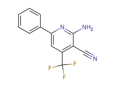 Molecular Structure of 114085-00-6 (3-Pyridinecarbonitrile, 2-amino-6-phenyl-4-(trifluoromethyl)-)