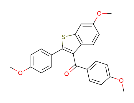 Molecular Structure of 63675-87-6 (Methanone,
[6-methoxy-2-(4-methoxyphenyl)benzo[b]thien-3-yl](4-methoxyphenyl)-)