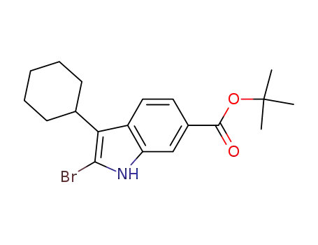 Molecular Structure of 879498-90-5 (tert-butyl 2-bromo-3-cyclohexyl-1H-indole-6-carboxylate)