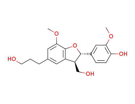 Molecular Structure of 125874-72-8 (3-[2-(4-hydroxy-3-methoxyphenyl)-3-hydroxymethyl-7-methoxy-2,3-dihydro-1-benzofuran-5-yl]propan-1-ol)