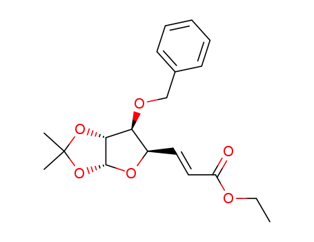 Molecular Structure of 108788-49-4 (ethyl (E)-[3-O-benzyl-5,6-dideoxy-1,2-O-isopropylidene-α-D-gluco]-heptofuran-5-en-uronate)