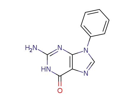 Molecular Structure of 14443-33-5 (6H-Purin-6-one, 2-amino-1,9-dihydro-9-phenyl-)