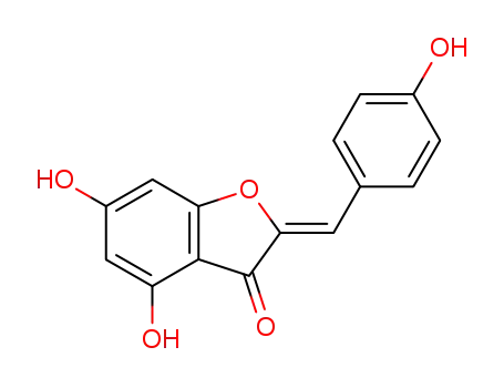 Molecular Structure of 105098-36-0 (3(2H)-Benzofuranone, 4,6-dihydroxy-2-[(4-hydroxyphenyl)methylene]-,
(2Z)-)
