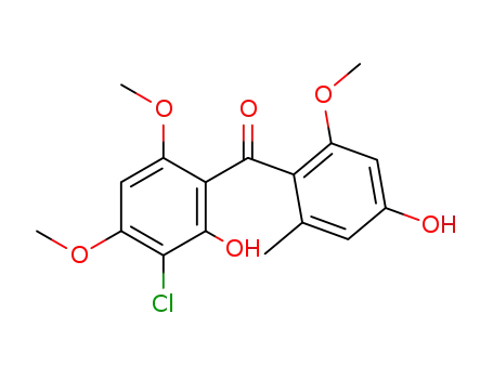 Molecular Structure of 2151-17-9 ((3-chloro-2-hydroxy-4,6-dimethoxyphenyl)(4-hydroxy-2-methoxy-6-methylphenyl)methanone)