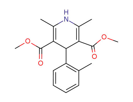 Molecular Structure of 73257-44-0 (3,5-Pyridinedicarboxylic acid,
1,4-dihydro-2,6-dimethyl-4-(2-methylphenyl)-, dimethyl ester)