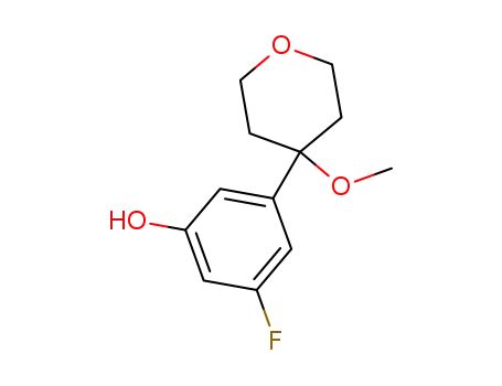 Molecular Structure of 130723-09-0 (Phenol,3-fluoro-5-(tetrahydro-4-methoxy-2H-pyran-4-yl)-)