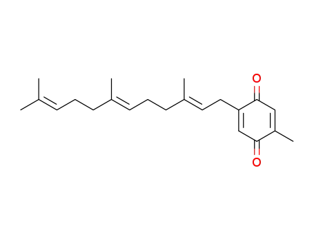 Molecular Structure of 57402-26-3 (2,5-Cyclohexadiene-1,4-dione,
2-methyl-5-[(2E,6E)-3,7,11-trimethyl-2,6,10-dodecatrienyl]-)