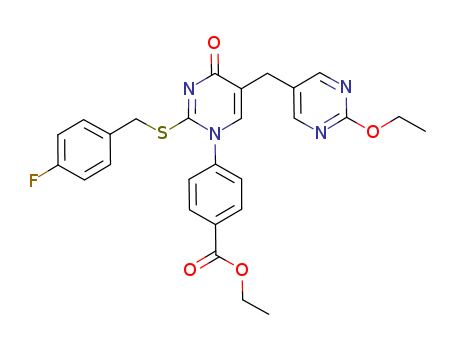Benzoic acid,4-[5-[(2-ethoxy-5-pyrimidinyl)methyl]-2-[[(4-fluorophenyl)methyl]thio]-4-oxo-1(4H)-pyrimidinyl]-,ethyl ester