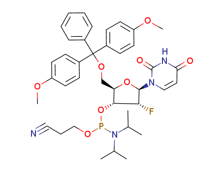 3-[[(2S,3S,4S,5S)-2-[[Bis(4-methoxyphenyl)-phenylmethoxy]methyl]-5-(2,4-dioxopyrimidin-1-yl)-4-fluorooxolan-3-yl]oxy-[di(propan-2-yl)amino]phosphanyl]oxypropanenitrile