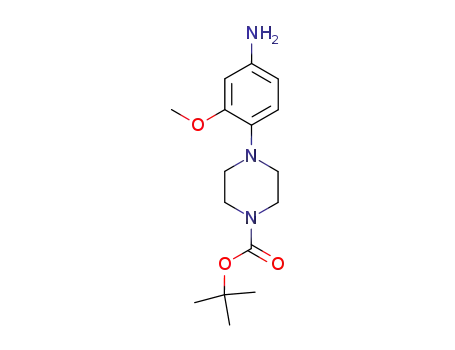 Molecular Structure of 394249-00-4 (1-Piperazinecarboxylic acid, 4-(4-amino-2-methoxyphenyl)-,
1,1-dimethylethyl ester)