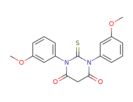 Molecular Structure of 128721-45-9 (4,6(1H,5H)-Pyrimidinedione,
dihydro-1,3-bis(3-methoxyphenyl)-2-thioxo-)