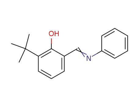 Molecular Structure of 215033-50-4 (Phenol, 2-(1,1-dimethylethyl)-6-[(phenylimino)methyl]-)