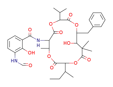 N-[(3S,14S,15S)-15-benzyl-10-[(2S)-butan-2-yl]-14-hydroxy-7,13,13-trimethyl-2,5,9,12-tetraoxo-3-propan-2-yl-1,4,8,11-tetraoxacyclopentadec-6-yl]-3-formamido-2-hydroxybenzamide