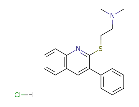 Molecular Structure of 85273-96-7 (N,N-dimethyl-2-[(3-phenylquinolin-2-yl)sulfanyl]ethanamine hydrochloride (1:1))