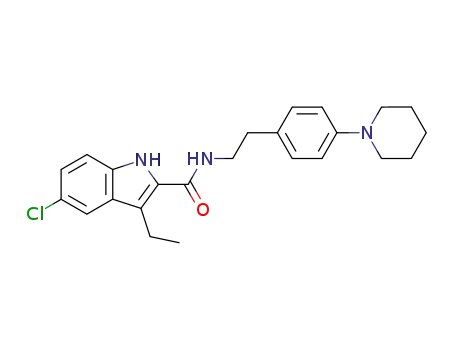 Molecular Structure of 868273-06-7 (5-chloro-3-ethyl-1H-indole-2-carboxylic  acid  [2-(4-piperidin-1-yl-phenyl)-ethyl]-amide)