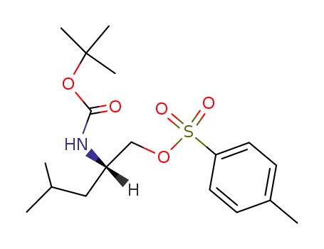 Molecular Structure of 112157-30-9 (Carbamic acid, [3-methyl-1-[[[(4-methylphenyl)sulfonyl]oxy]methyl]butyl]-,
1,1-dimethylethyl ester, (S)-)