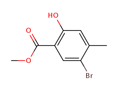 Molecular Structure of 39503-57-6 (METHYL 5-BROMO-2-HYDROXY-4-METHYLBENZOATE)