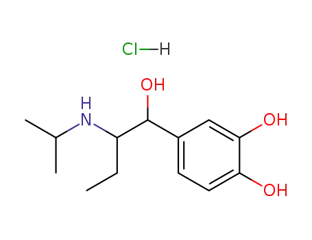Molecular Structure of 50-96-4 (4-[1-hydroxy-2-(propan-2-ylamino)butyl]benzene-1,2-diol hydrochloride)