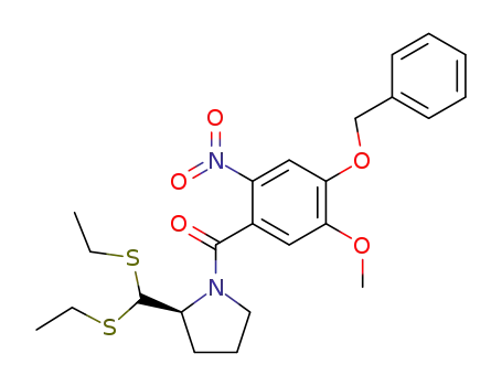 Pyrrolidine,
2-[bis(ethylthio)methyl]-1-[5-methoxy-2-nitro-4-(phenylmethoxy)benzoyl]-
, (2S)-
