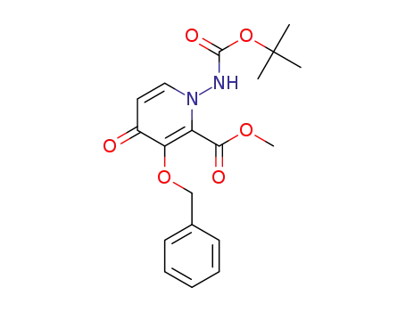 Molecular Structure of 2136287-59-5 (methyl 1-((tert-butoxycarbonyl)amino)-3-(benzyloxy)-4-oxo-1,4-dihydropyridine-2-carboxylic acid)