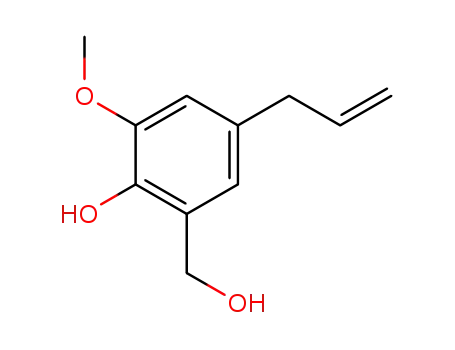 Molecular Structure of 110057-59-5 (Benzenemethanol, 2-hydroxy-3-methoxy-5-(2-propenyl)-)