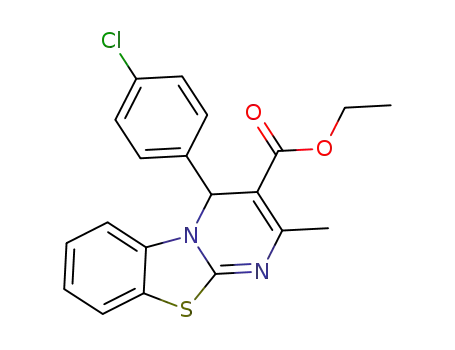 Molecular Structure of 1360614-10-3 (ethyl 4-(4-chlorophenyl)-2-methyl-4H-benzo[4,5]thiazolo[3,2-a]pyrimidine-3-carboxylate)
