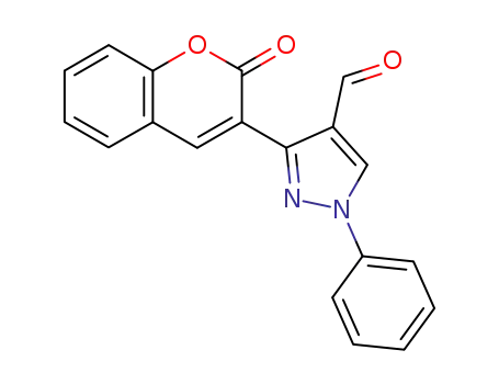 Molecular Structure of 103593-79-9 (1H-Pyrazole-4-carboxaldehyde,
3-(2-oxo-2H-1-benzopyran-3-yl)-1-phenyl-)