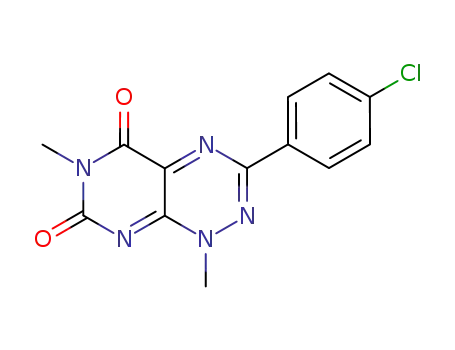 Molecular Structure of 42285-61-0 (Pyrimido[5,4-e]-1,2,4-triazine-5,7(1H,6H)-dione,
3-(4-chlorophenyl)-1,6-dimethyl-)