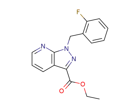 Molecular Structure of 256376-59-7 (1-(2-fluorobenzyl)-1H-pyrazolo[3,4-b]pyridine-3-carboxylic acid ethyl ester)