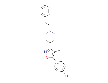 Molecular Structure of 156337-32-5 (5-(4-CHLOROPHENYL)-4-METHYL-3-(1-(2-PHENYLETHYL)PIPERIDIN-4-YL)ISOXAZOLE HYDROCHLORIDE)