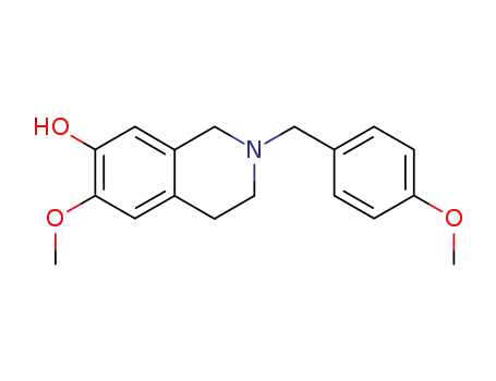 Molecular Structure of 5056-80-4 (1,2,3,4-Tetrahydro-6-methoxy-2-[(4-methoxyphenyl)methyl]isoquinolin-7-ol)