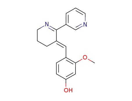 Molecular Structure of 221029-72-7 ((E)-3-Methoxy-4-((2-(pyridin-3-yl)-5,6-dihydropyridin-3(4H)-ylidene)Methyl)phenol)