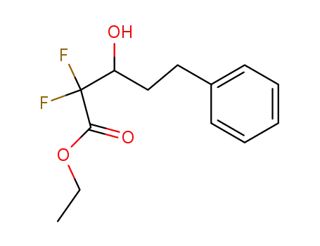 Molecular Structure of 118460-39-2 (ethyl 2,2-difluoro-3-hydroxy-5-phenylpentanoate)